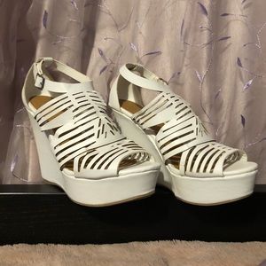 White Cut-out Heels